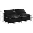 Meridian Furniture Plush Standard Black Velvet Modular Armless Sofa