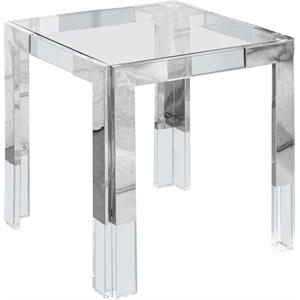 Meridian Furniture Casper Stainless Steel Squared Glass Top End Table in Chrome