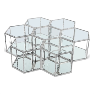 Meridian Furniture Sei Modular Stainless Steel and Glass 7 Piece Coffee Table