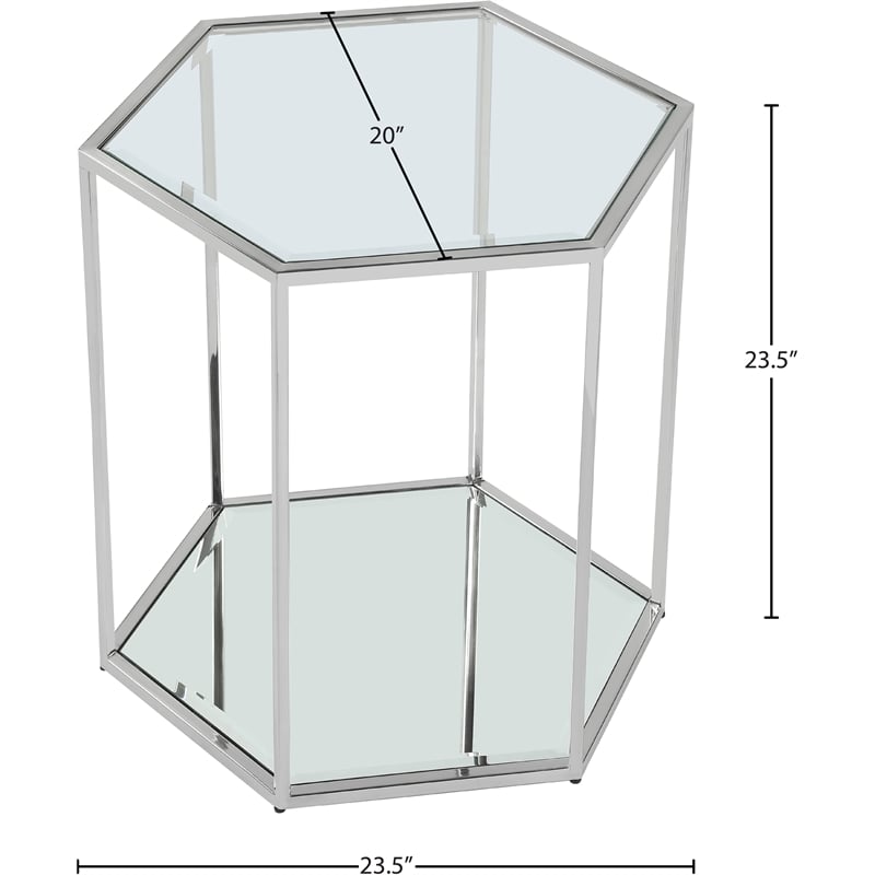 Meridian Furniture Sei Modular Stainless Steel and Glass End Table