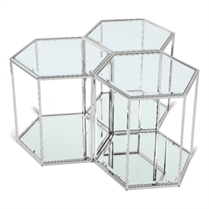 Meridian Furniture Sei Modular Stainless Steel and Glass 3 Piece End Table