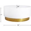 Meridian Furniture Deco White Lacquer Metal Coffee Table with Durable Gold Base