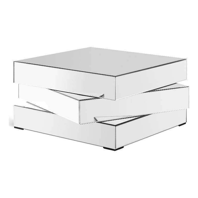Meridian Furniture Haven Stacked Design Mirrored Coffee Table