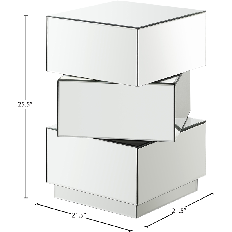 Meridian Furniture Haven Stacked Design Mirrored End Table