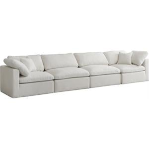 Meridian Furniture Plush Standard Cream Velvet Modular Sofa