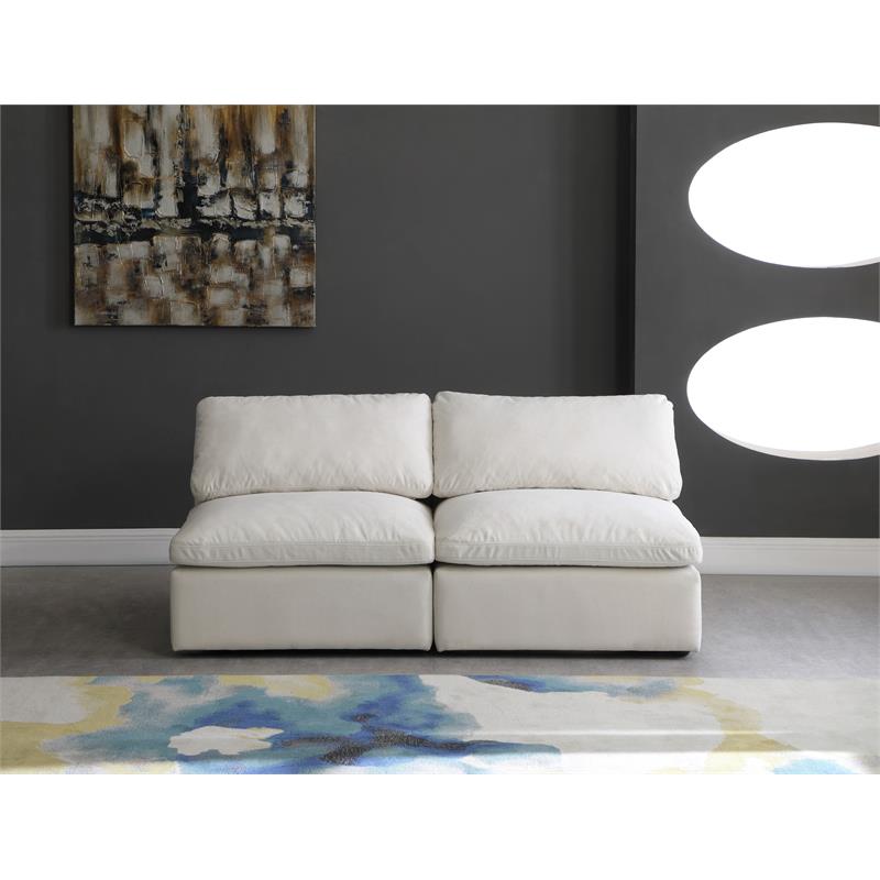 Meridian Furniture Plush Standard Cream Velvet Modular Armless Sofa