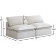 Meridian Furniture Plush Standard Cream Velvet Modular Armless Sofa