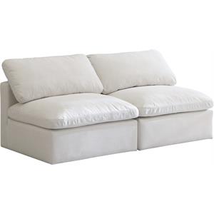 Meridian Furniture Plush Standard Cream Velvet Modular Armless Sofa