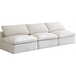 Meridian Furniture Plush Standard Cream Velvet Modular Armless Sofa