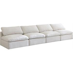 Meridian Furniture Plush Standard Cream Velvet Modular Armless Sofa