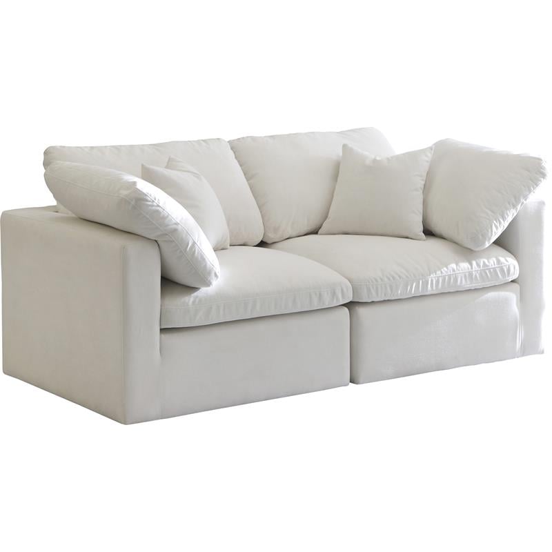 Meridian Furniture Plush Standard Cream Velvet Modular Sofa