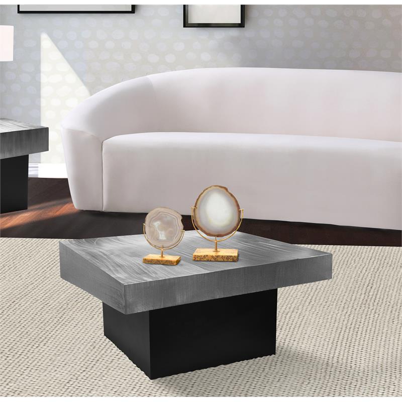 Meridian Furniture Palladium Textured Metal Coffee Table in Chrome