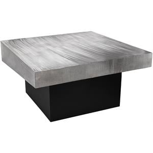 Meridian Furniture Palladium Textured Metal Coffee Table in Chrome