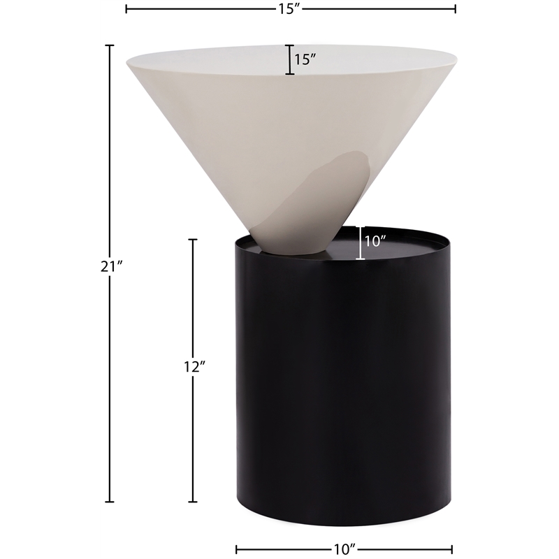 Meridian Furniture Damon White Metal Top End Table with Matte Black Metal Base