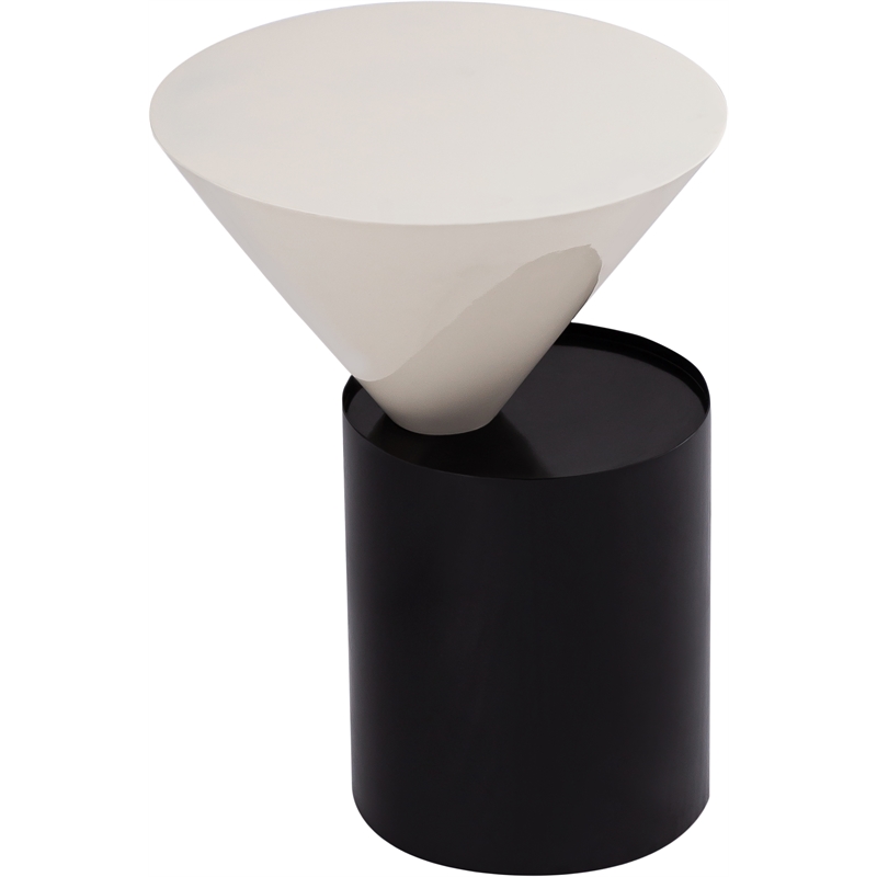 Meridian Furniture Damon White Metal Top End Table with Matte Black Metal Base