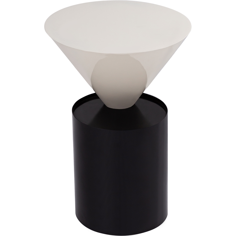 Meridian Furniture Damon White Metal Top End Table with Matte Black Metal Base