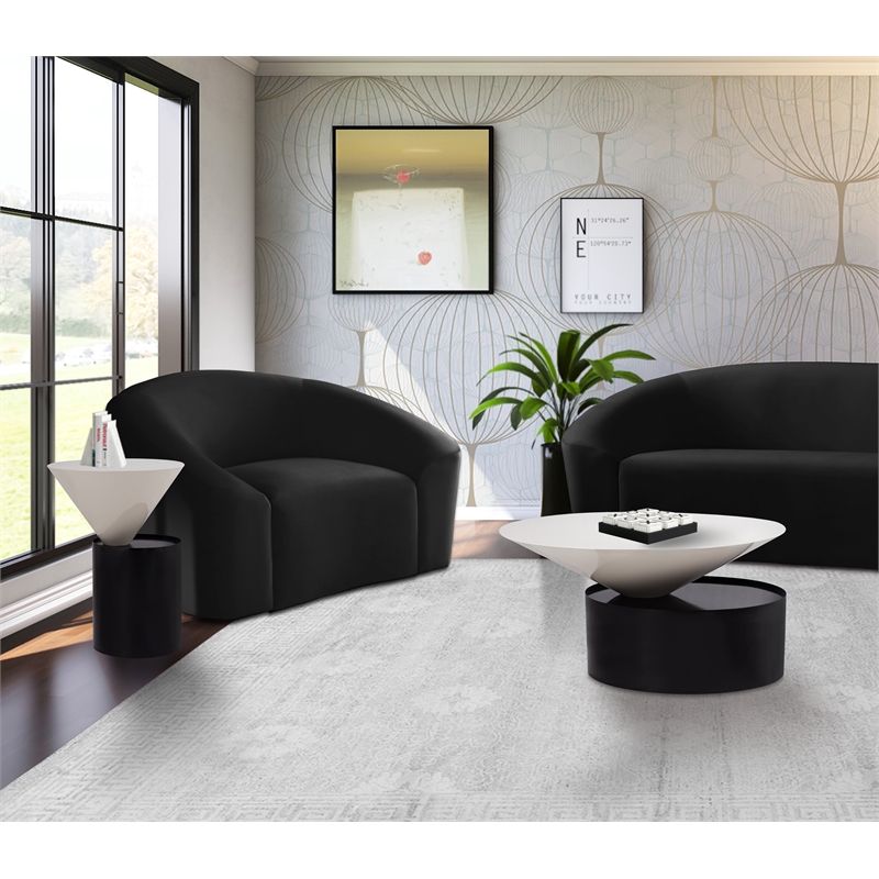 Meridian Furniture Damon White Metal Top End Table with Matte Black Metal Base
