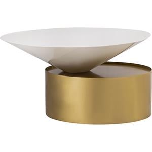 Meridian Furniture Damon 30&quot Coffee Table in White with Brushed Brass Metal Base