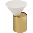 Meridian Furniture Damon White Metal Top End Table with Brushed Brass Metal Base