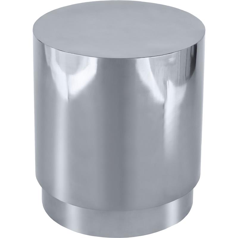 Meridian Furniture Jazzy Silver Chrome Stainless Steel Drum End Table