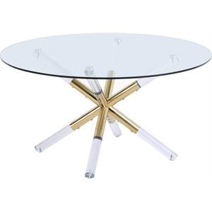 Meridian Furniture Mercury Acrylic and Gold Metal Glass Top Coffee Table