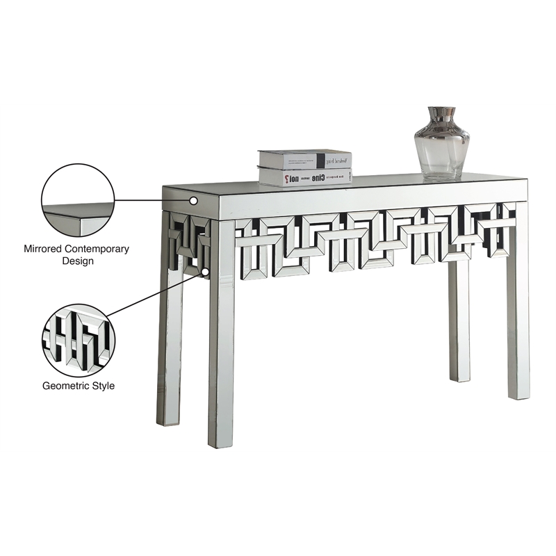Meridian Furniture Aria Mirrored Geometric Designed Console Table