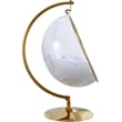 Meridian Furniture Luna Acrylic Swing Bubble Accent Chair w/Pillow in Clear/Gold