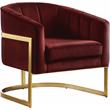 Meridian Furniture Carter Burgundy Velvet Accent Chair with Gold Base