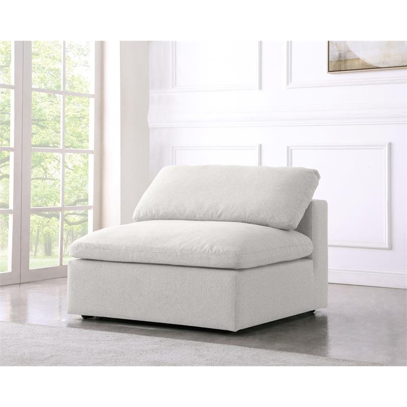 Meridian Furniture Serene Cream Durable Linen Fabric Deluxe Armless Chair