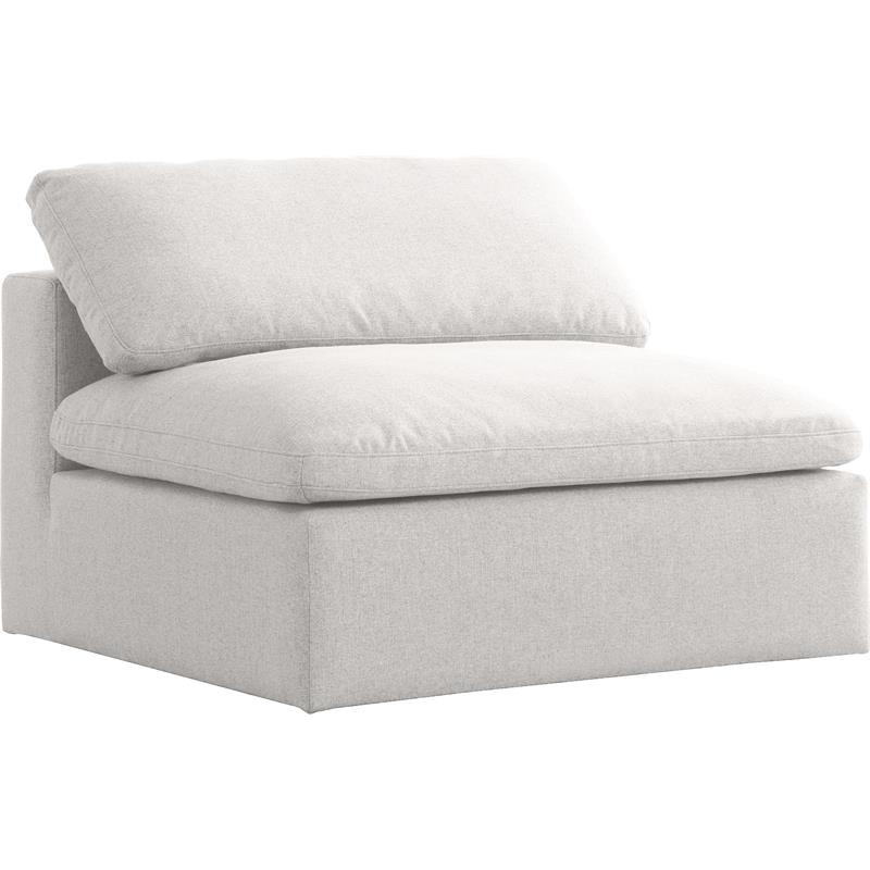 Meridian Furniture Serene Cream Durable Linen Fabric Deluxe Armless Chair