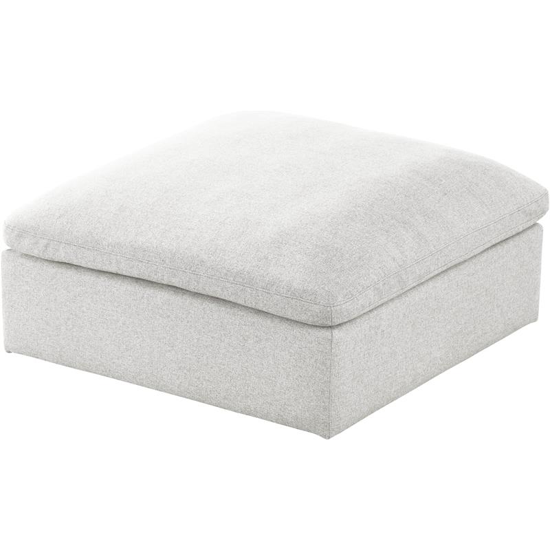 Meridian Furniture Serene Cream Durable Linen Fabric Deluxe Ottoman