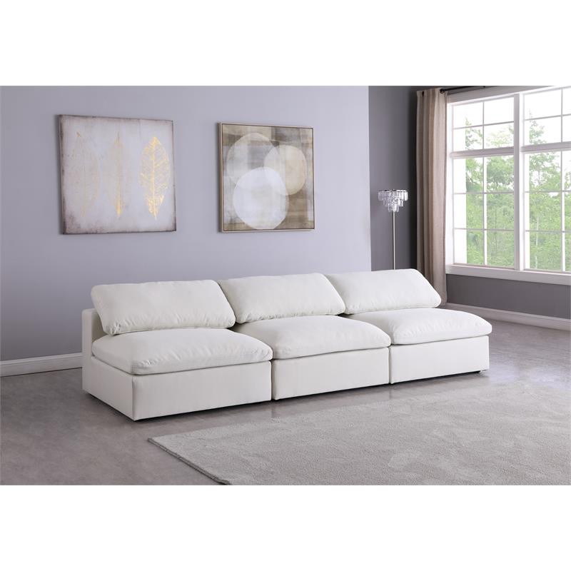 Meridian Furniture Serene Deluxe Cream Linen Fabric Modular Armless Sofa