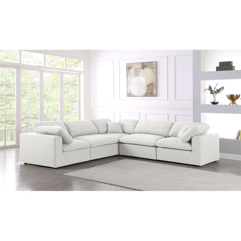 Meridian Furniture Serene Cream Durable Linen Fabric Modular Sectional