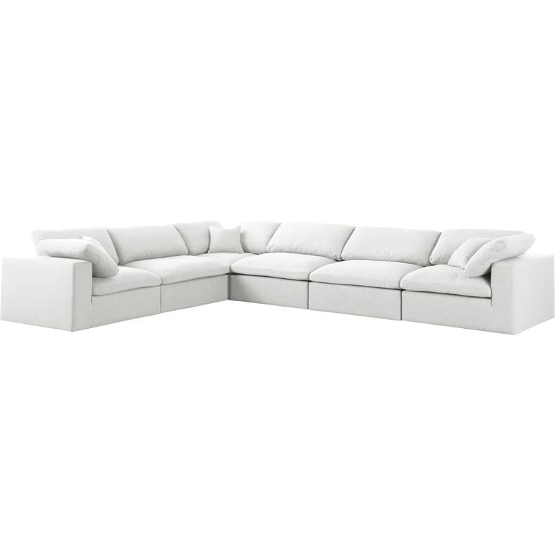 Meridian Furniture Serene Cream Durable Linen Fabric Modular Sectional