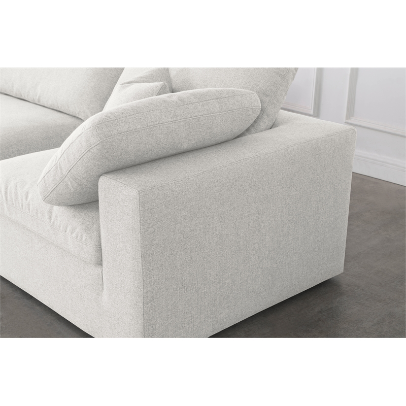 Meridian Furniture Serene Cream Durable Linen Fabric Modular Sectional
