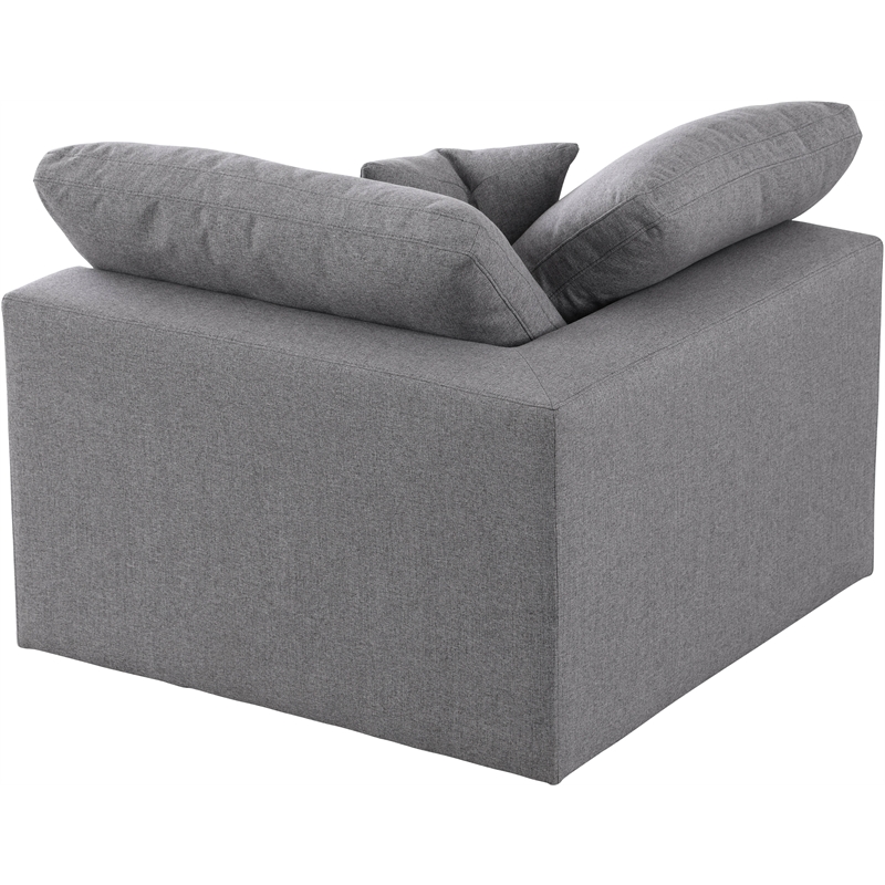Meridian Furniture Serene Gray Durable Linen Fabric Deluxe Corner Chair