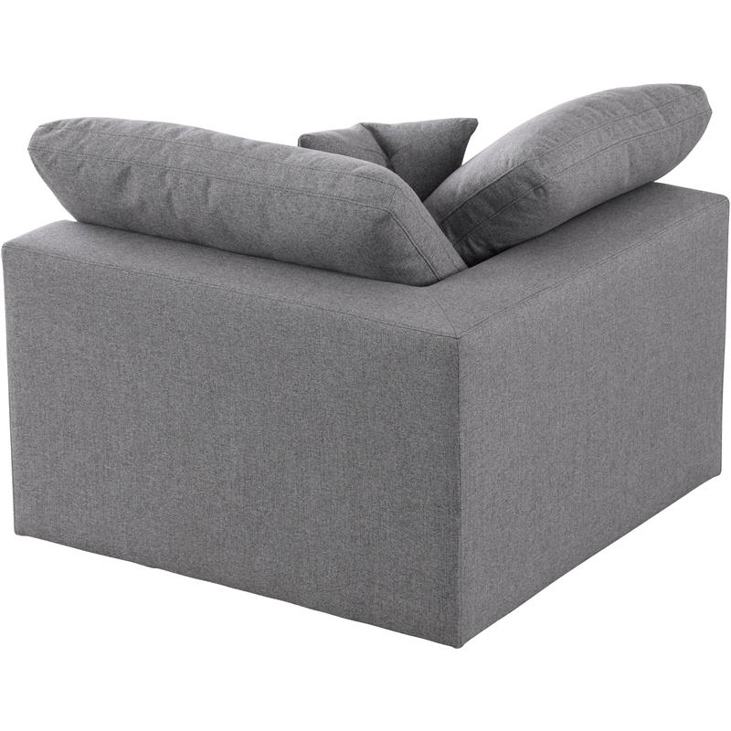 Meridian Furniture Serene Gray Durable Linen Fabric Deluxe Corner Chair