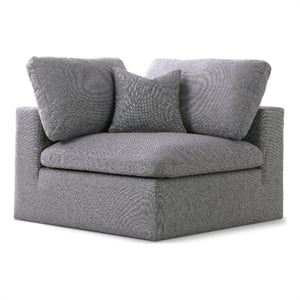 Meridian Furniture Serene Gray Durable Linen Fabric Deluxe Corner Chair