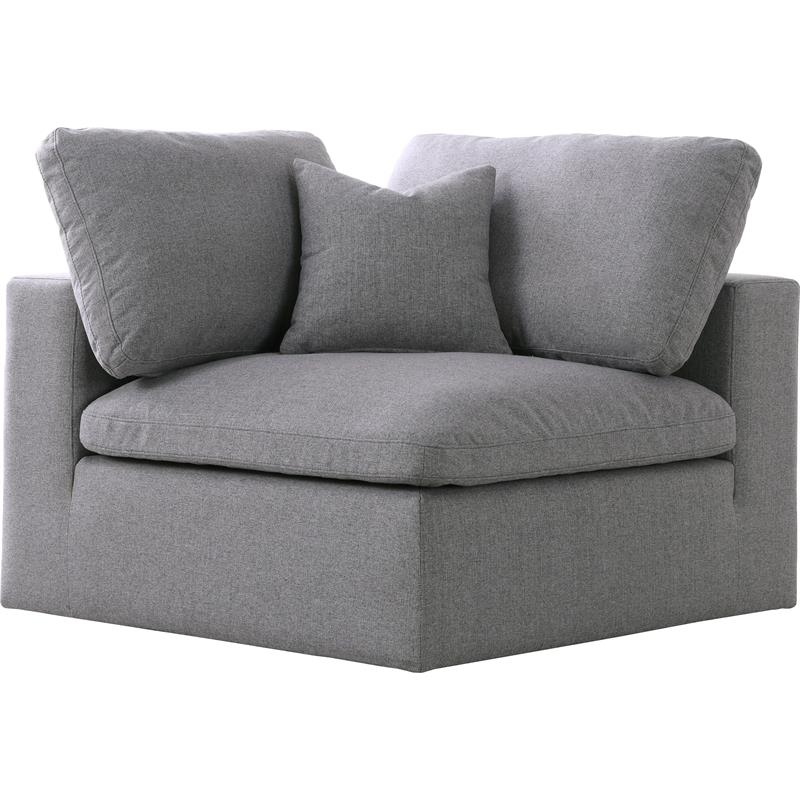 Meridian Furniture Serene Gray Durable Linen Fabric Deluxe Corner Chair