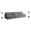 Meridian Furniture Serene Deluxe Gray Linen Fabric Modular Armless Sofa