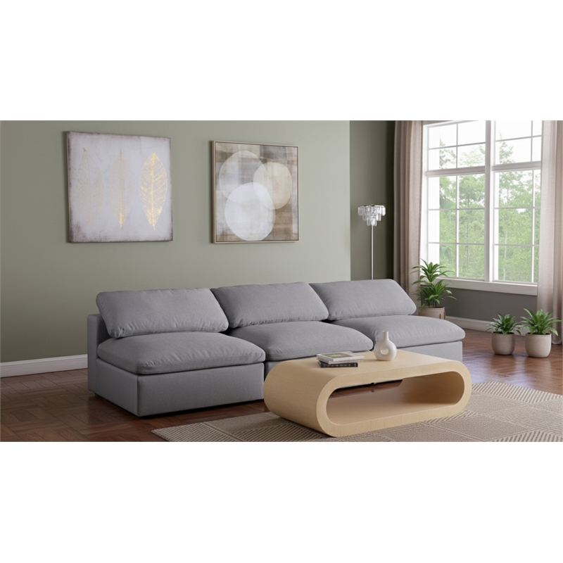 Meridian Furniture Serene Deluxe Gray Linen Fabric Modular Armless Sofa