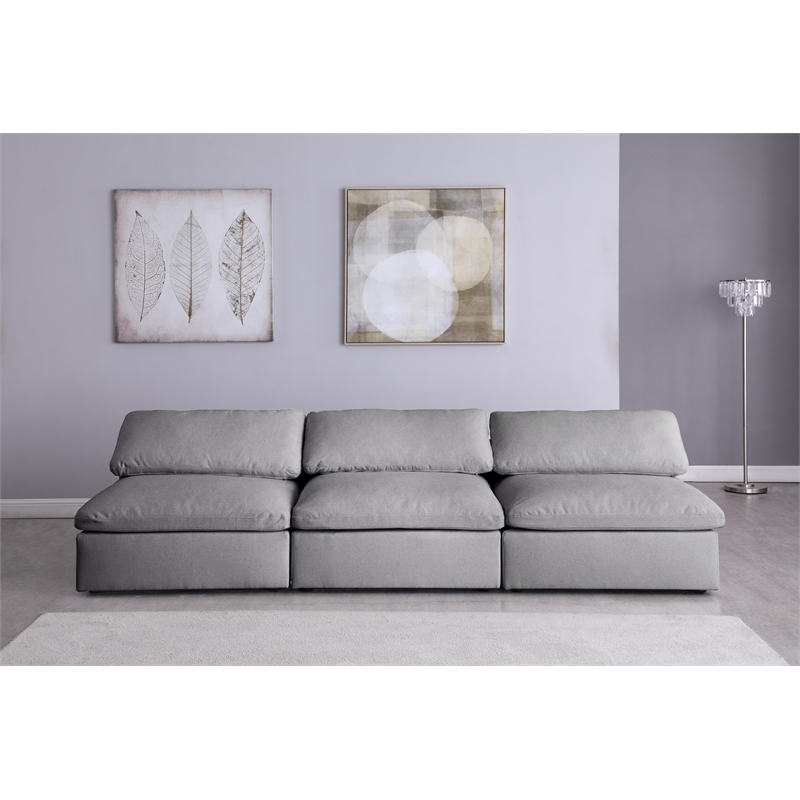 Meridian Furniture Serene Deluxe Gray Linen Fabric Modular Armless Sofa