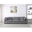 Meridian Furniture Serene Linen Fabric Deluxe Modular Sofa w/Pillows in Gray