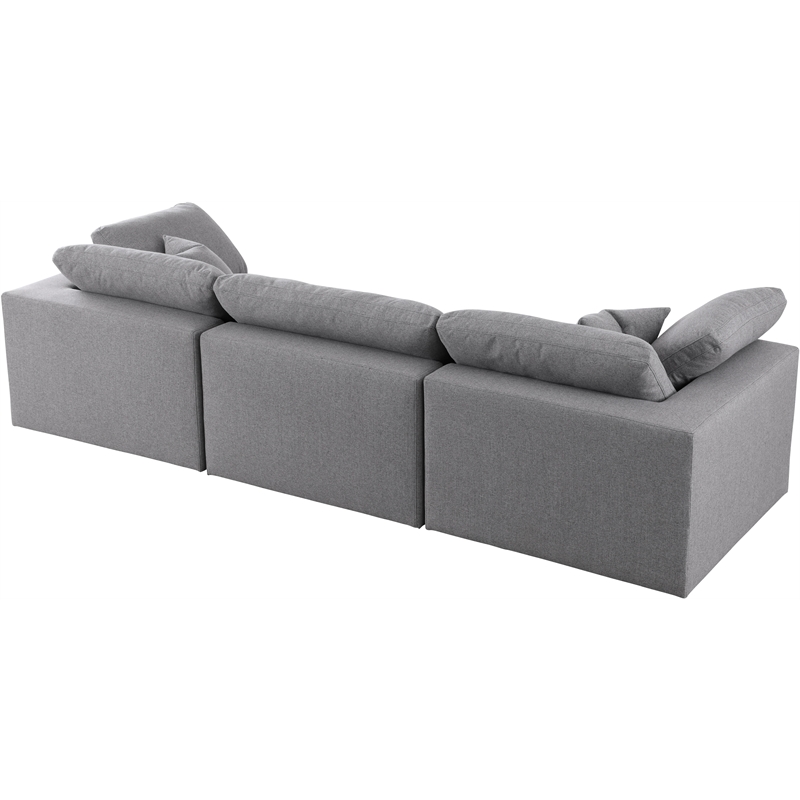 Meridian Furniture Serene Linen Fabric Deluxe Modular Sofa w/Pillows in Gray