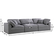 Meridian Furniture Serene Linen Fabric Deluxe Modular Sofa w/Pillows in Gray