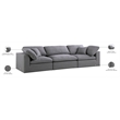 Meridian Furniture Serene Linen Fabric Deluxe Modular Sofa w/Pillows in Gray