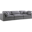 Meridian Furniture Serene Linen Fabric Deluxe Modular Sofa w/Pillows in Gray