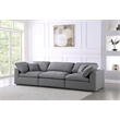 Meridian Furniture Serene Linen Fabric Deluxe Modular Sofa w/Pillows in Gray