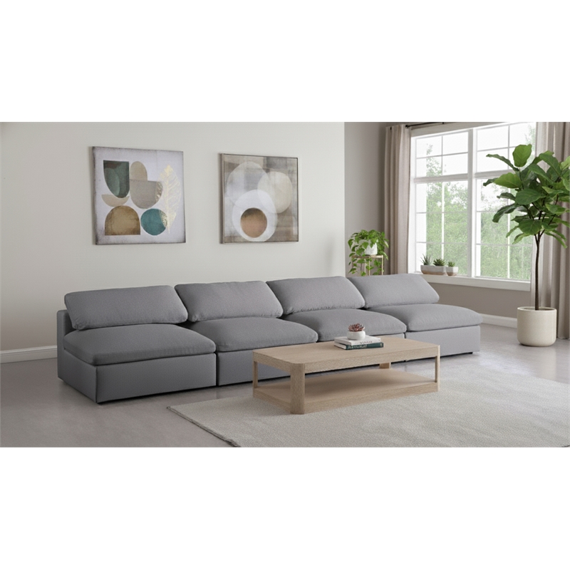 Meridian Furniture Serene Deluxe Gray Linen Fabric Modular Armless Sofa