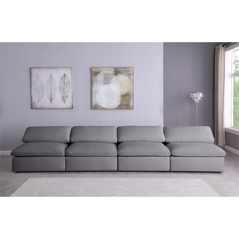 Meridian Furniture Serene Deluxe Gray Linen Fabric Modular Armless Sofa